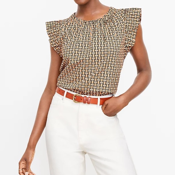 LOFT Tops - LOFT Geo Flutter Sleeve Top Size M